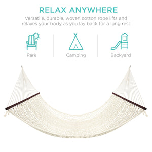 Cotton Rope 2-Person Double Hammock w/ Spreader Bars, Carrying Case