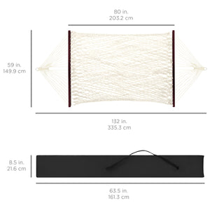 Cotton Rope 2-Person Double Hammock w/ Spreader Bars, Carrying Case