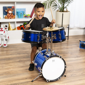 3-Piece Kids Beginner Drum Musical Instrument Set w/ Sticks, Stool, Pedal