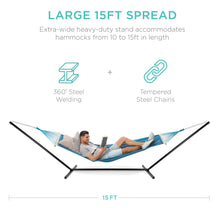 Load image into Gallery viewer, Steel Hammock Stand, Weather-Resistant w/ Adjustable Hanging Hooks - 15ft
