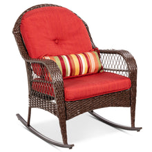 Load image into Gallery viewer, Wicker Rocking Chair w/ Steel Frame, Decorative Pillow, Cushions
