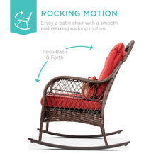 Load image into Gallery viewer, Wicker Rocking Chair w/ Steel Frame, Decorative Pillow, Cushions
