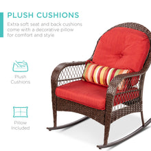 Load image into Gallery viewer, Wicker Rocking Chair w/ Steel Frame, Decorative Pillow, Cushions
