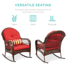 Load image into Gallery viewer, Wicker Rocking Chair w/ Steel Frame, Decorative Pillow, Cushions
