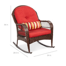 Load image into Gallery viewer, Wicker Rocking Chair w/ Steel Frame, Decorative Pillow, Cushions
