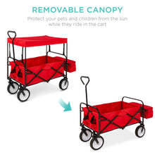Load image into Gallery viewer, Utility Wagon Cart w/ Folding Design, 2 Cup Holders, Removable Canopy
