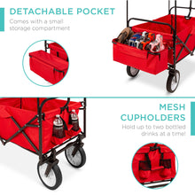 Load image into Gallery viewer, Utility Wagon Cart w/ Folding Design, 2 Cup Holders, Removable Canopy
