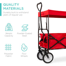 Load image into Gallery viewer, Utility Wagon Cart w/ Folding Design, 2 Cup Holders, Removable Canopy
