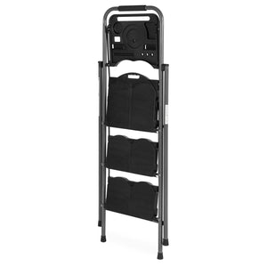 Folding Steel 3-Step Ladder w/ Hand Grip, Wide Steps, 330lbs Capacity