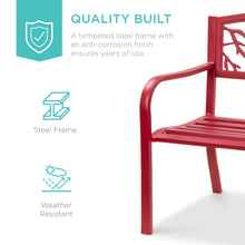 Load image into Gallery viewer, Steel Garden Bench for Outdoor Patio w/ Pastoral Bird Backrest - 50in
