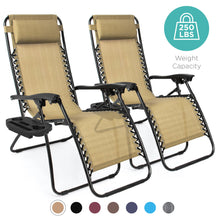 Load image into Gallery viewer, Set of 2 Adjustable Zero Gravity Patio Chair Recliners w/ Cup Holders
