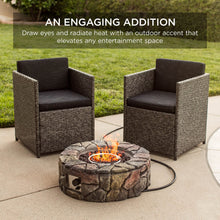Load image into Gallery viewer, Stone Gas Fire Pit w/ 30,000 BTU, Ignition Button, Control Knob - 27.6in
