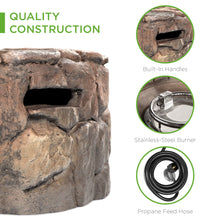 Load image into Gallery viewer, Stone Gas Fire Pit w/ 30,000 BTU, Ignition Button, Control Knob - 27.6in
