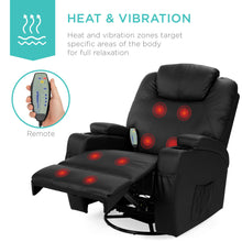 Load image into Gallery viewer, Swivel Massage Recliner Chair w/ Remote Control, 5 Modes
