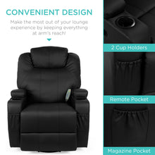 Load image into Gallery viewer, Swivel Massage Recliner Chair w/ Remote Control, 5 Modes
