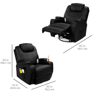 Swivel Massage Recliner Chair w/ Remote Control, 5 Modes