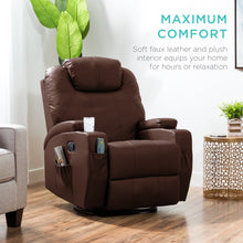 Load image into Gallery viewer, Swivel Massage Recliner Chair w/ Remote Control, 5 Modes
