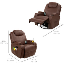 Load image into Gallery viewer, Swivel Massage Recliner Chair w/ Remote Control, 5 Modes
