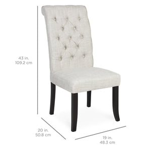 Set of 2 Tufted Parsons Dining Chairs - White