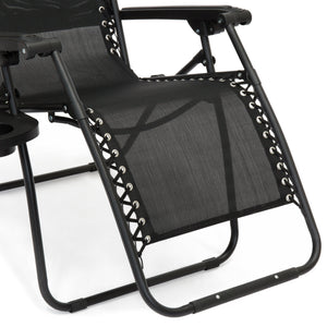 Folding Zero Gravity Recliner Lounge Chair w/ Canopy, Cup Holder
