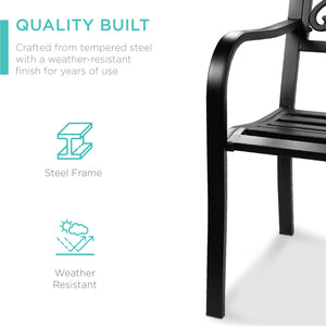 Steel Bench for Outdoor, Patio, Garden w/ Floral Design