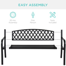 Load image into Gallery viewer, Steel Bench for Outdoor, Patio, Garden w/ Cross Design - 50in
