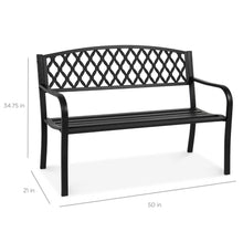 Load image into Gallery viewer, Steel Bench for Outdoor, Patio, Garden w/ Cross Design - 50in
