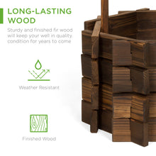 Load image into Gallery viewer, Rustic Wooden Wishing Well Planter Yard Decoration w/ Hanging Bucket
