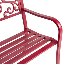 Load image into Gallery viewer, Steel Bench for Outdoor, Patio, Garden w/ Floral Design
