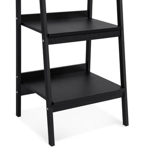 Set of 2 Wooden 4-Shelf Open Ladder Bookcase Displays w/ Metal Framing