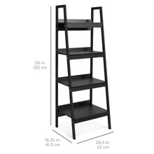 Load image into Gallery viewer, Set of 2 Wooden 4-Shelf Open Ladder Bookcase Displays w/ Metal Framing
