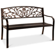 Load image into Gallery viewer, Steel Bench for Outdoor, Patio, Garden w/ Floral Design
