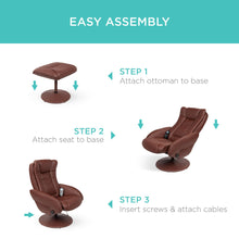 Load image into Gallery viewer, Faux Leather Electric Massage Recliner Chair w/ Stool Ottoman, Remote
