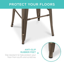 Load image into Gallery viewer, Set of 4 Industrial Steel Backless Bar Height Stools w/ Wooden Seats - 30in
