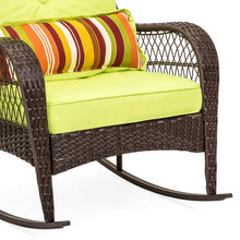 Load image into Gallery viewer, Wicker Rocking Chair w/ Steel Frame, Decorative Pillow, Cushions

