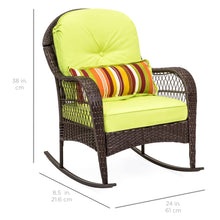 Load image into Gallery viewer, Wicker Rocking Chair w/ Steel Frame, Decorative Pillow, Cushions
