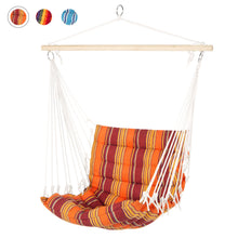 Load image into Gallery viewer, Padded Indoor/Outdoor Cotton Hammock Chair w/ 40in Spreader Bar
