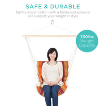 Load image into Gallery viewer, Padded Indoor/Outdoor Cotton Hammock Chair w/ 40in Spreader Bar
