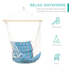 Load image into Gallery viewer, Padded Indoor/Outdoor Cotton Hammock Chair w/ 40in Spreader Bar
