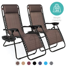 Load image into Gallery viewer, Set of 2 Adjustable Zero Gravity Patio Chair Recliners w/ Cup Holders
