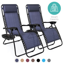Load image into Gallery viewer, Set of 2 Adjustable Zero Gravity Patio Chair Recliners w/ Cup Holders
