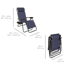 Load image into Gallery viewer, Set of 2 Adjustable Zero Gravity Patio Chair Recliners w/ Cup Holders
