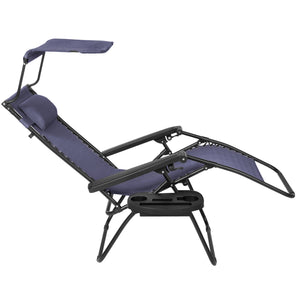 Folding Zero Gravity Recliner Lounge Chair w/ Canopy, Cup Holder