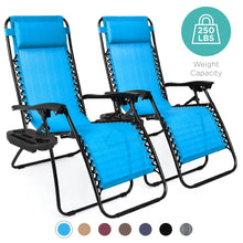Load image into Gallery viewer, Set of 2 Adjustable Zero Gravity Patio Chair Recliners w/ Cup Holders
