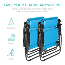 Load image into Gallery viewer, Set of 2 Adjustable Zero Gravity Patio Chair Recliners w/ Cup Holders
