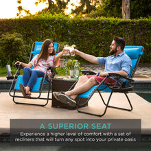 Load image into Gallery viewer, Set of 2 Adjustable Zero Gravity Patio Chair Recliners w/ Cup Holders
