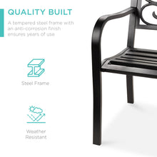 Load image into Gallery viewer, Steel Garden Bench for Outdoor Patio w/ Floral Design Backrest
