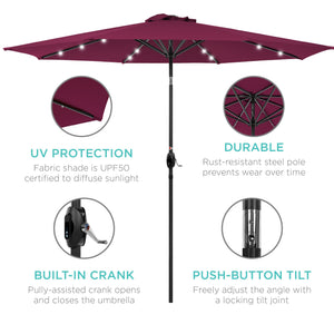 10ft Solar Patio Umbrella w/ USB Charger, Portable Power Bank