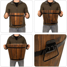 Load image into Gallery viewer, Set of 3 Rustic Wood Bucket Barrel Garden Planters Set w/ Drainage Holes
