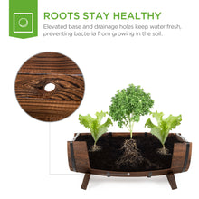 Load image into Gallery viewer, Set of 3 Rustic Wood Half Barrel Garden Planters Set w/ Drainage Holes
